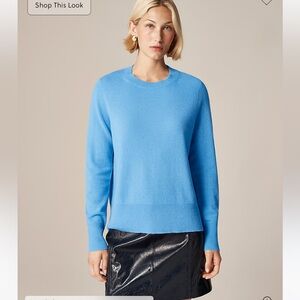 J. Crew Women's Vibrant Cashmere Blue Crew Neck Sweater